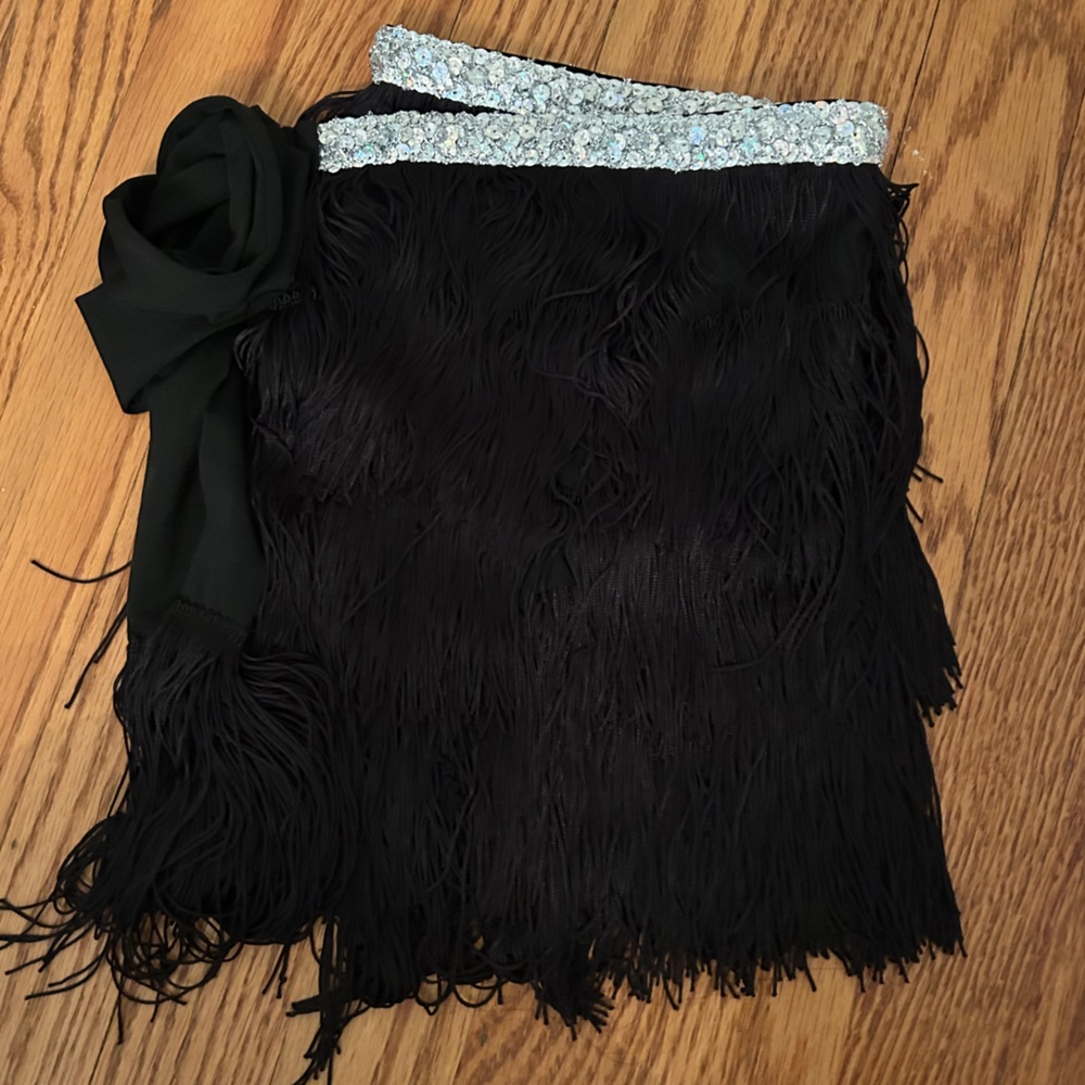 Amazon Black and Silver Mini Tie Front Cocktail Costume